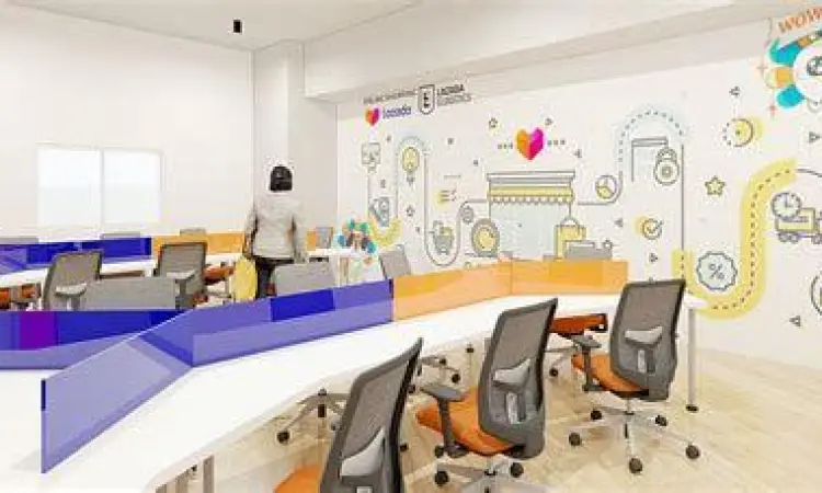 Inovasi BUMS Digital Ruang kerja modern startup teknologi