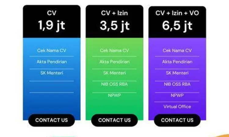 Layar sistem pendaftaran badan usaha online