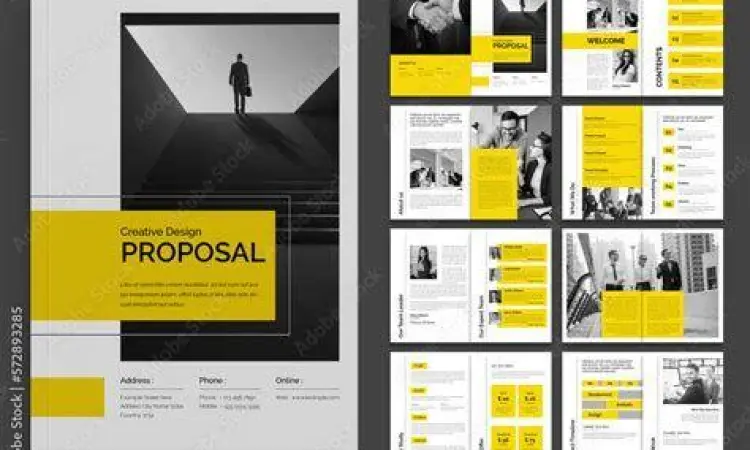 Layout proposal bisnis kuliner modern dengan komposisi warna harmonis