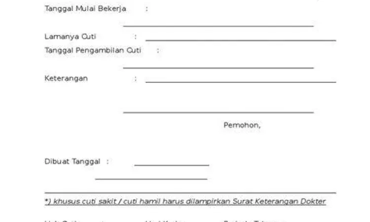 Template contoh form cuti perusahaan profesional