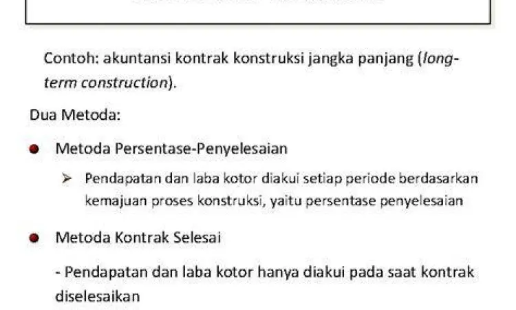 Infografis metode pengakuan pendapatan dalam laporan keuangan konstruksi