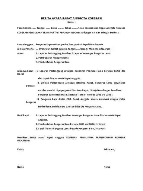 Dokumen Laporan RAT Contoh dokumen fisik laporan RAT koperasi