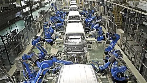Proses Produksi Manufaktur Lini produksi di pabrik manufaktur otomotif