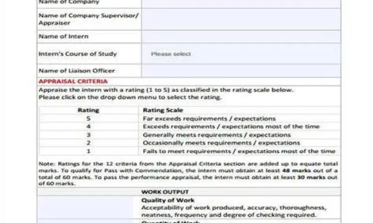 Form Penilaian Magang Contoh form penilaian magang perusahaan