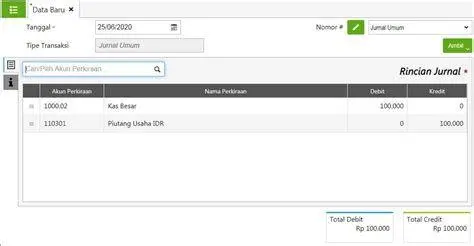 Input Jurnal Accurate Formulir input jurnal umum di aplikasi Accurate