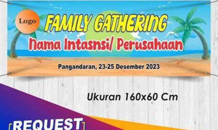 Contoh desain banner gathering outdoor dengan elemen alam