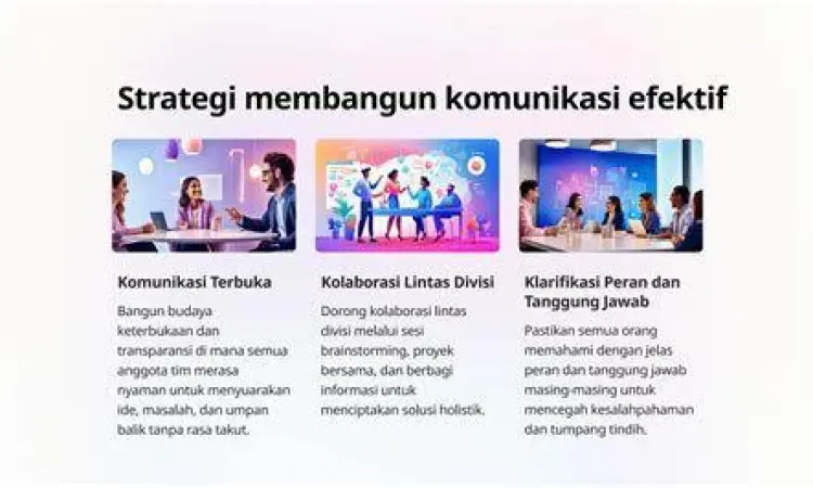 Pertemuan kolaborasi antar departemen di kantor modern