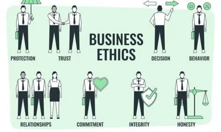 Ilustrasi etika bisnis dan integritas di lingkungan kerja
