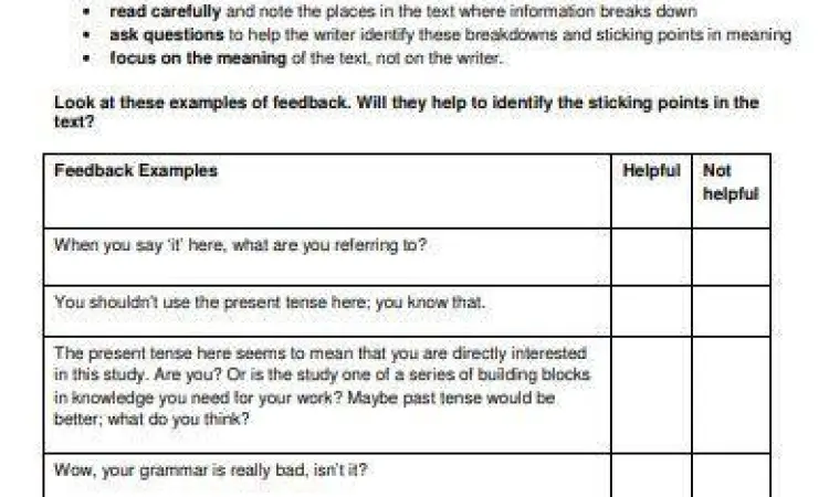 Menulis umpan balik yang konstruktif