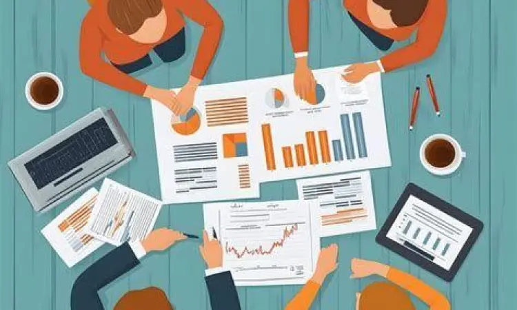 Tim sedang menganalisis data perusahaan