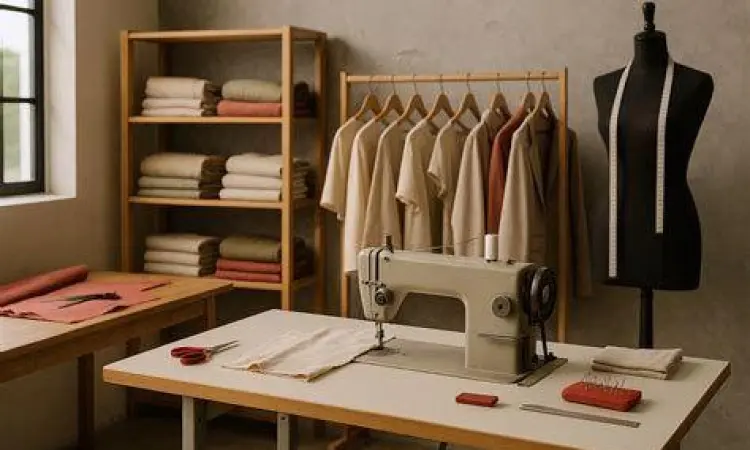 Tenaga ahli sedang menjahit di perusahaan konveksi